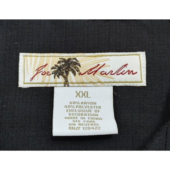 Joe Marlin Men XXL  Black Hawaiian Shirt Button Up Palm Trees - Picture 2 of 3